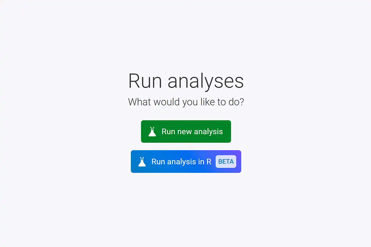 The analysis start screen with the heading text 